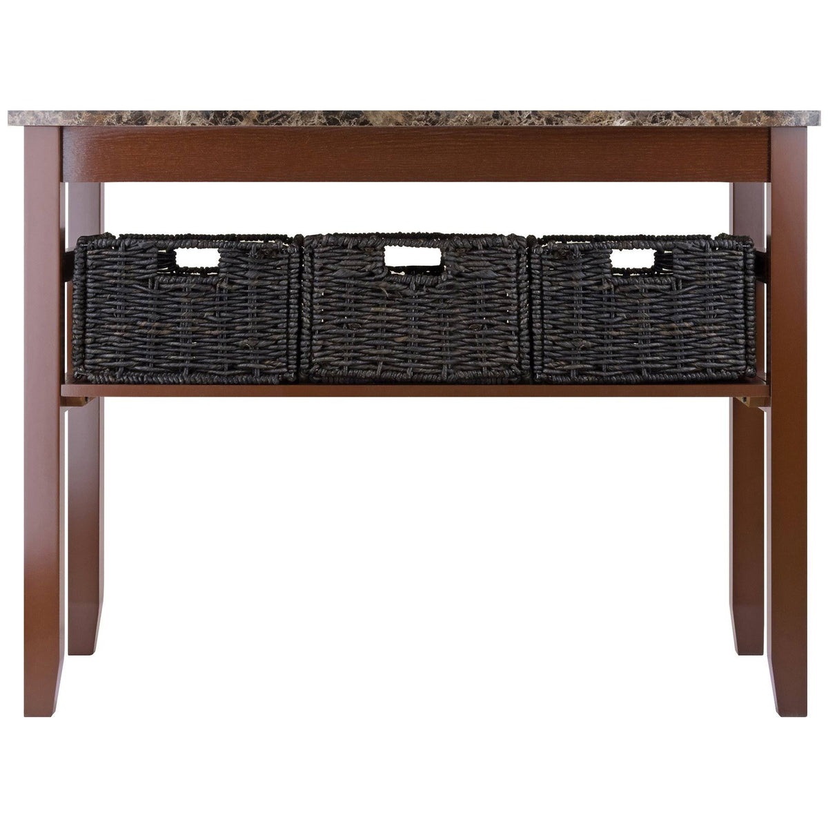 Faux Marble Console Table with 3 Baskets R294