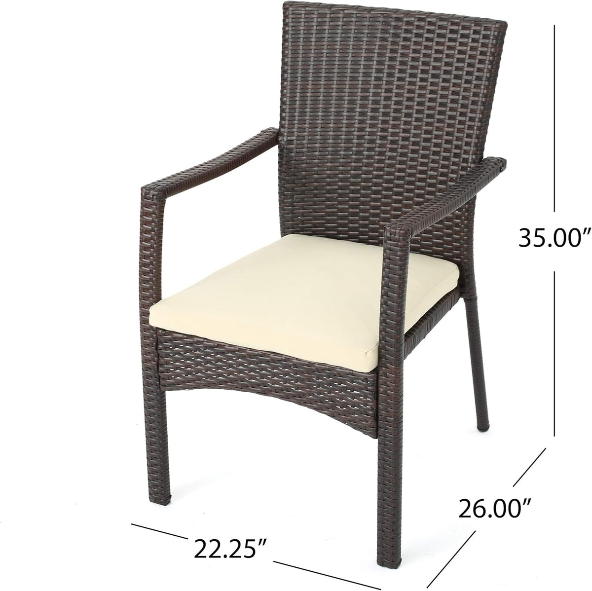 Multibrown Outdoor Wicker Dining Chairs, 2-Pcs Set F5126