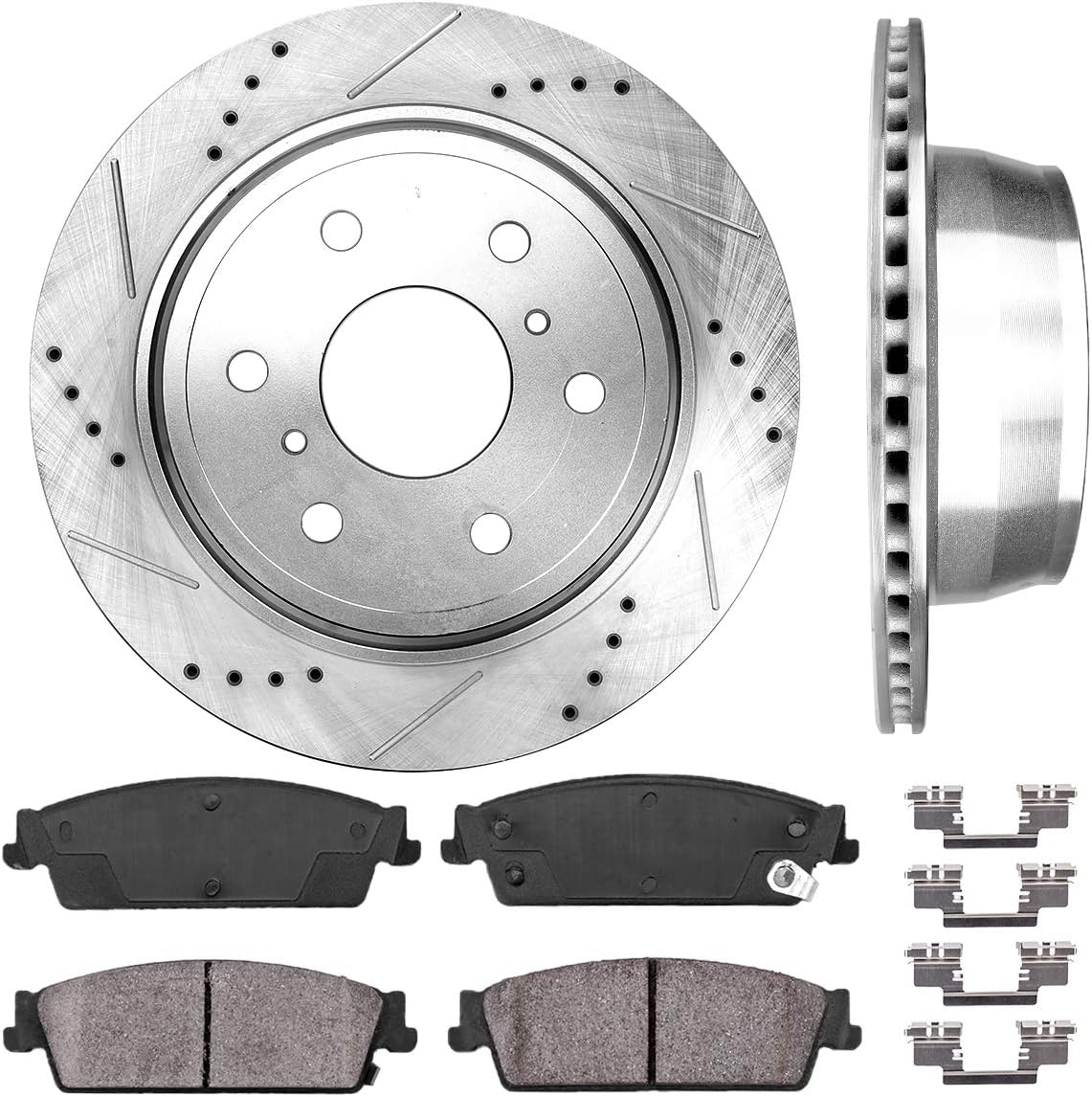 Premium D/S 6 Lug Brake Disc Rotors + Ceramic Brake Pads + Hardware O163169
