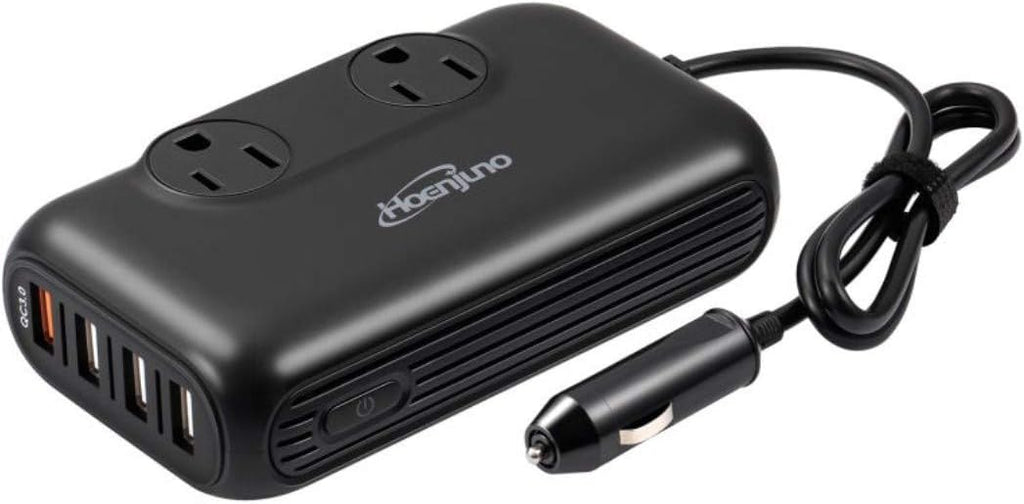 200W Car Power Inverter DC 12V to 110V AC with USB and QC 3.0 Ports J1911