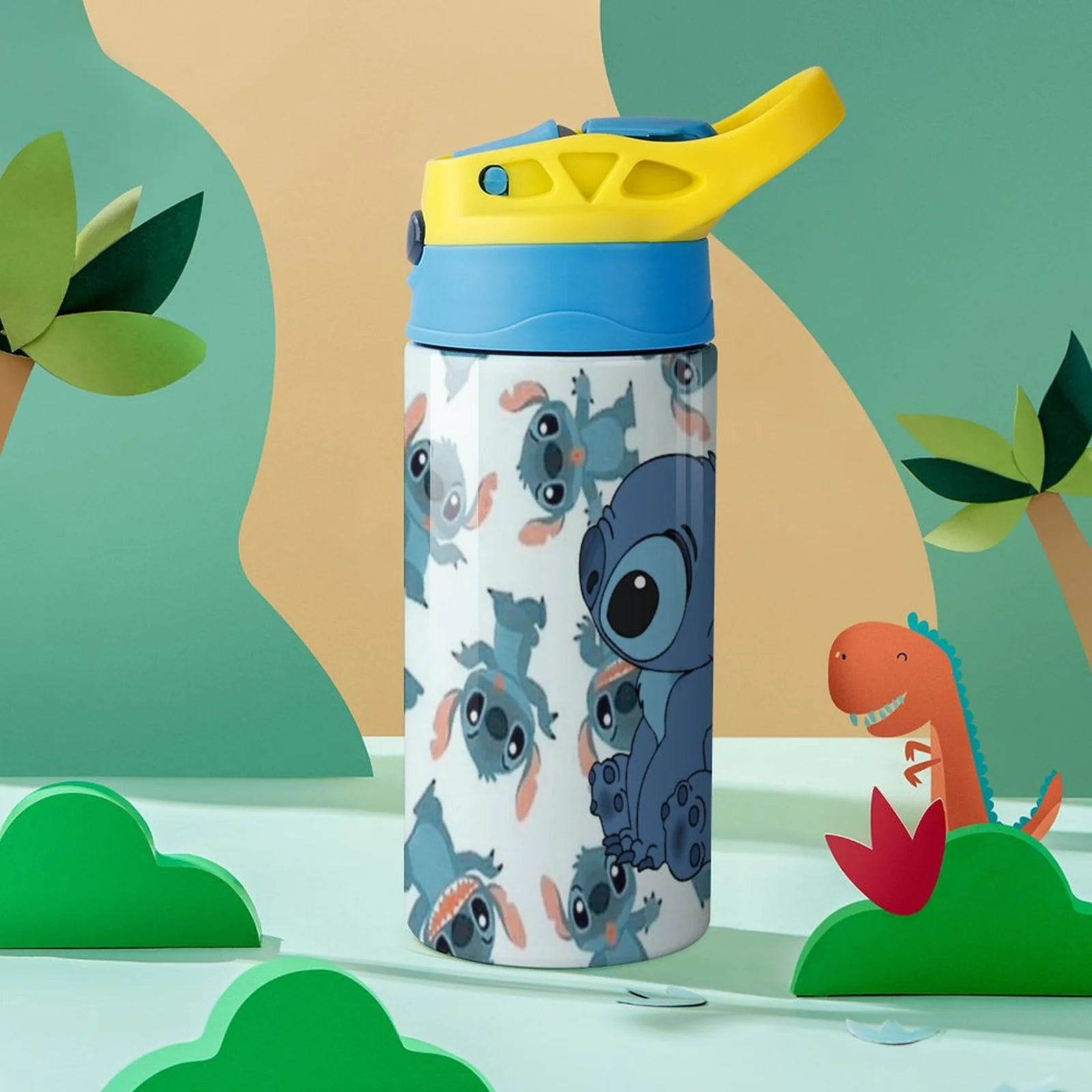 Blue-Stitch-Kawaii Children's Water Bottle Vacuum Insulated Stainless Steel Cup With Straw B910588