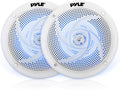 6.5 Inch Dual Marine Powered Speakers Waterproof Bluetooth Compatible Amplified 600 Watt 1 Pair White E8588