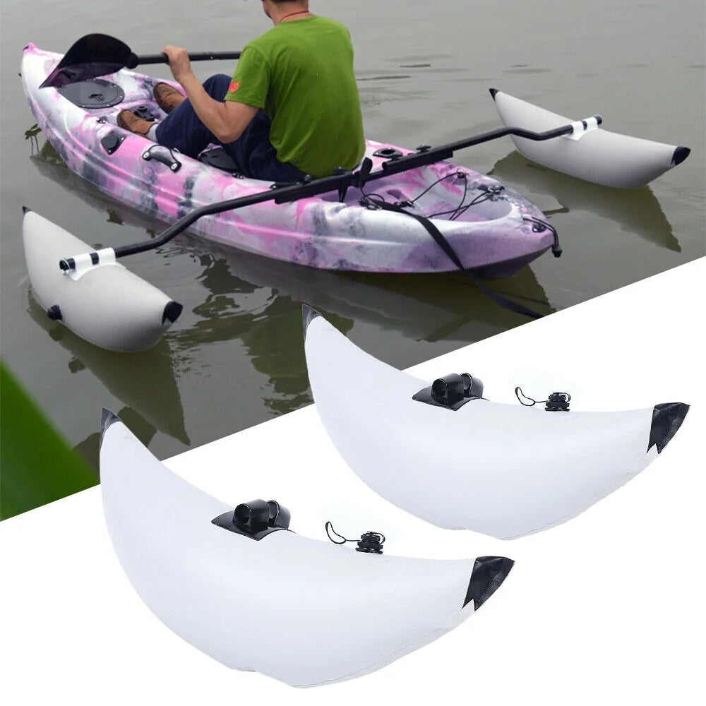 White 2Pcs Inflatable Kayak Outrigger Stabilizer Kit P6691