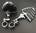 Chrome Short Angled Peg Mounting Kit with U Shape Foot Peg Footrest for 1 inch 25mm Front Engine Guard Frame Tube H294