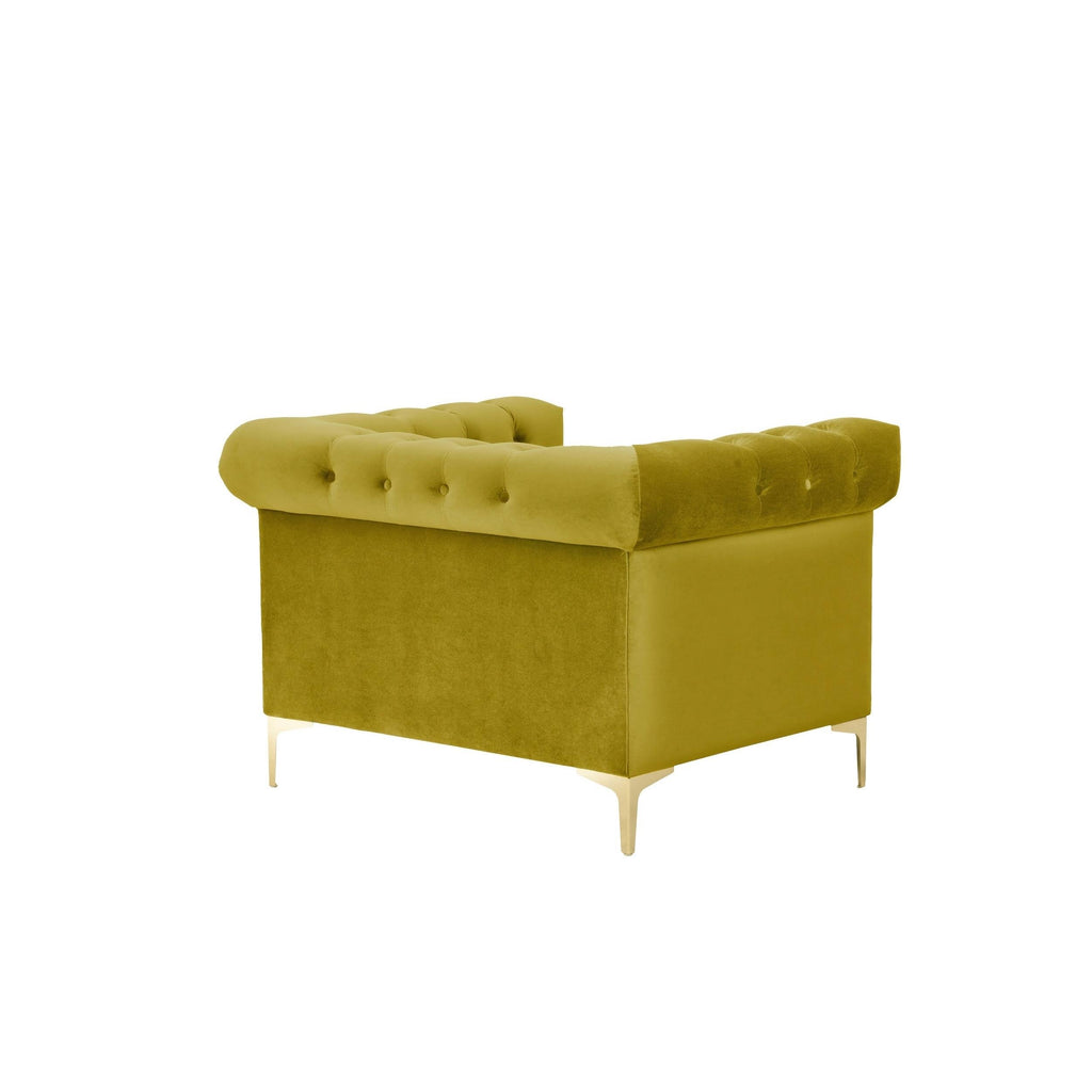 Cognac Velvet Button Tufted Club Chair Y5643