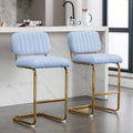 Blue Boucle Upholstered Bar Stools Set of 2 S587