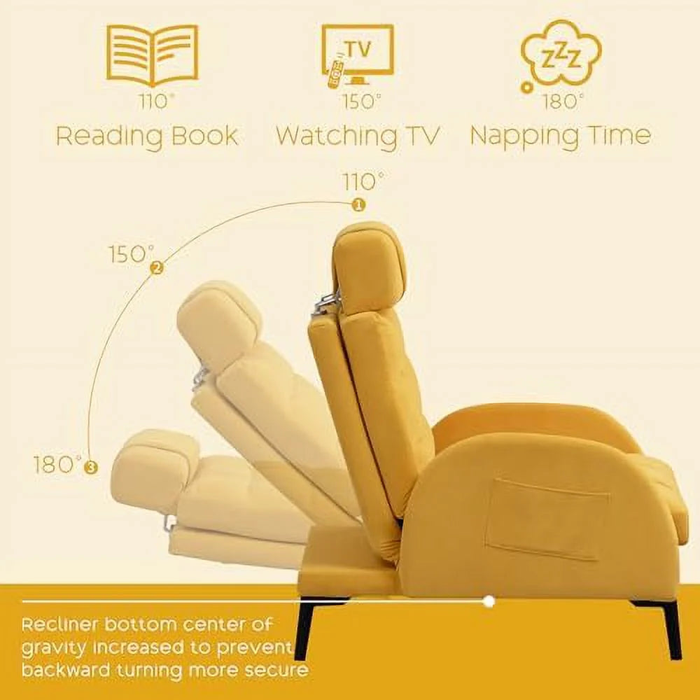 Yellow Velvet Accent Chair with Ottoman C2533