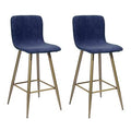 Fabric Full Back Barstools, Gold and Dark Blue (Set of 2) Z52839