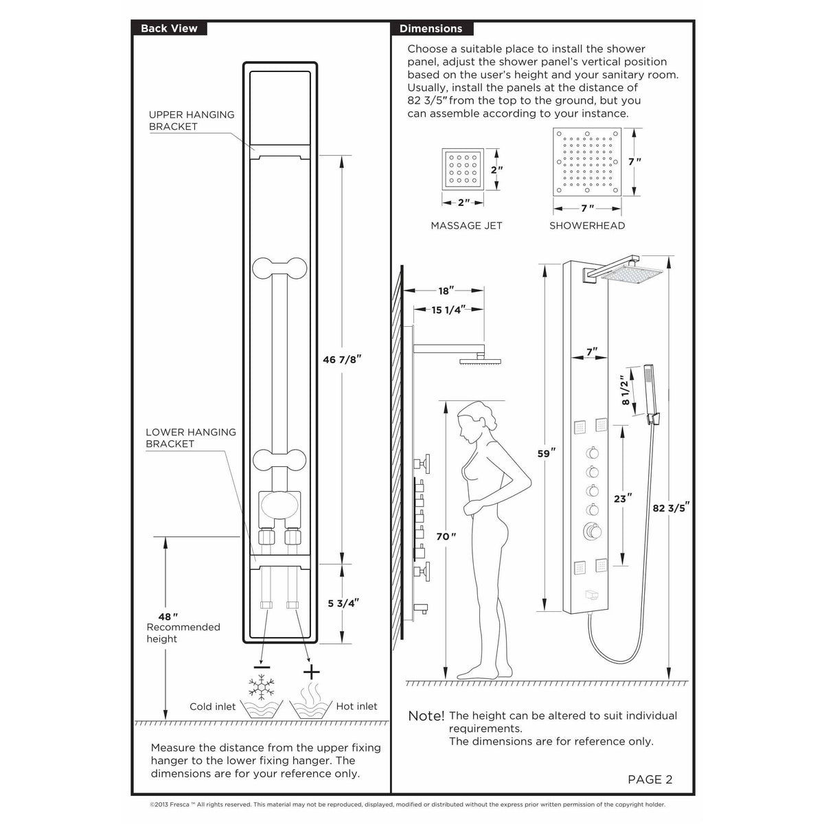 Stainless Steel Thermostatic Shower Panel P6269