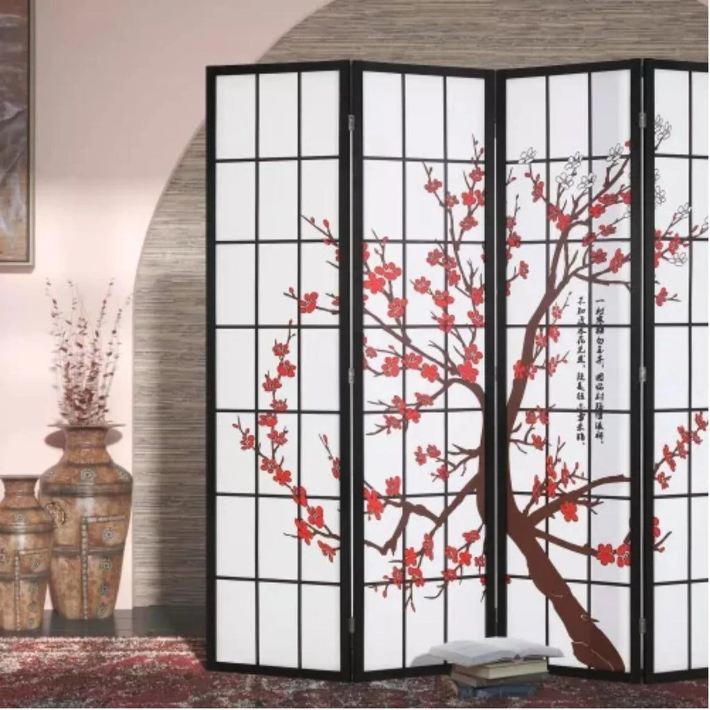 White Freestanding 4 Panel Room Divider V2336