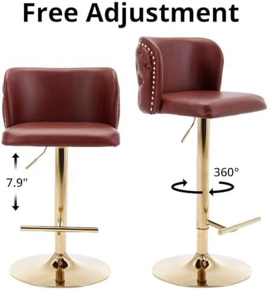 Swivel Bar Stools with Upholstered Tufted Mid Backrest & Footrest U293813