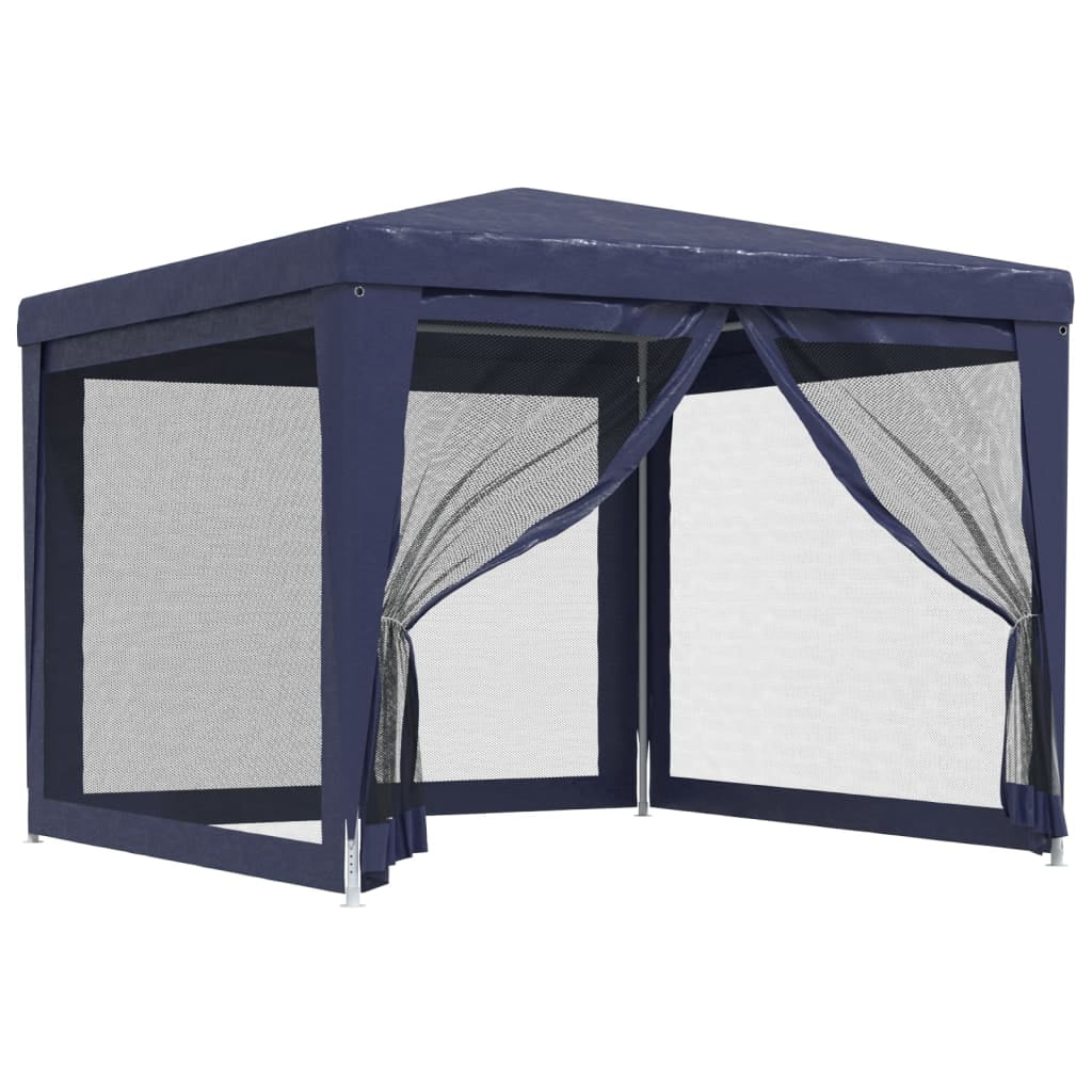 Party Tent with 4 Mesh Sidewalls Blue 9.8'x9.8' HDPE D645