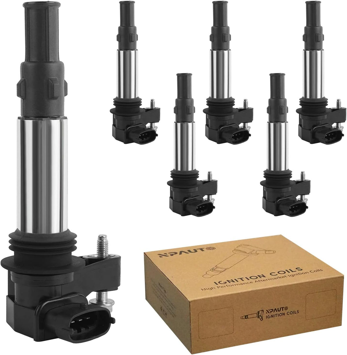 Ignition Coil Pack of 6 Replacement for 3.6L 2004-2009 Cadillac CTS SRX STS, Saab 9-3, Buick Allure LaCrosse Rendezvous, Saturn Outlook Traverse Acadia N157