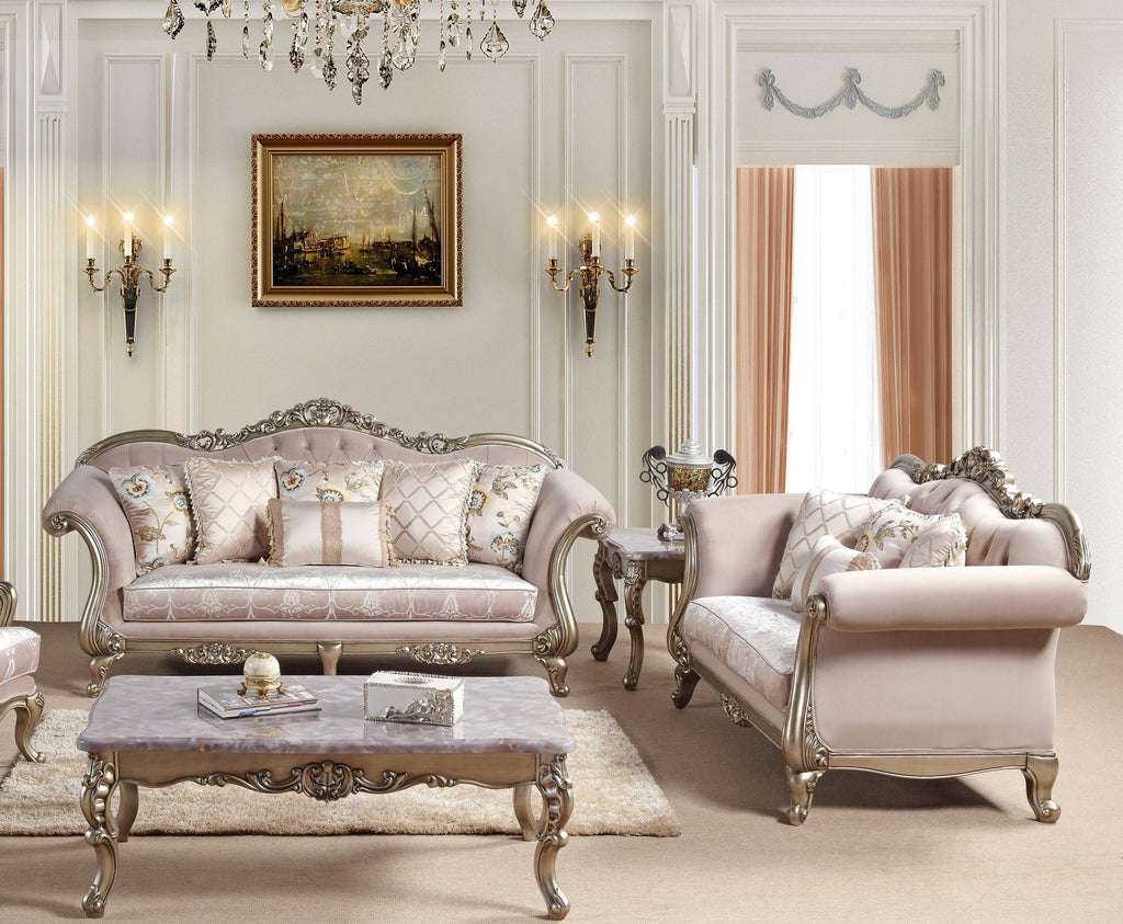 Champagne Wood Sofa Set 2Pcs W87569
