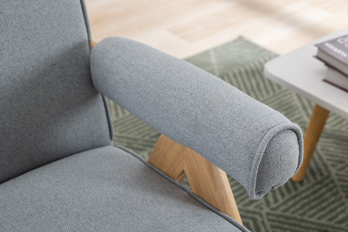 Mid-Century Modern Accent Chair with Solid Wood Armrest G22111