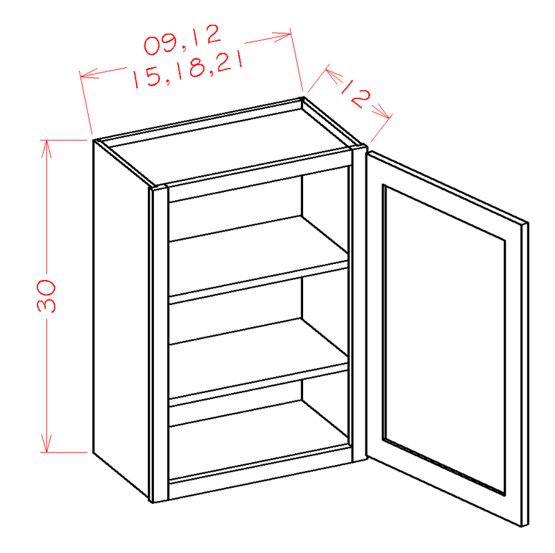 Antique White 9x22 x 30x22 x 12x22 1 Door 2 Shelves Wall Cabinet High-Density Fiberboard B36518