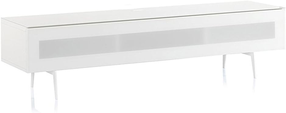 White Wood and Glass TV Stand with Metal Legs I852084