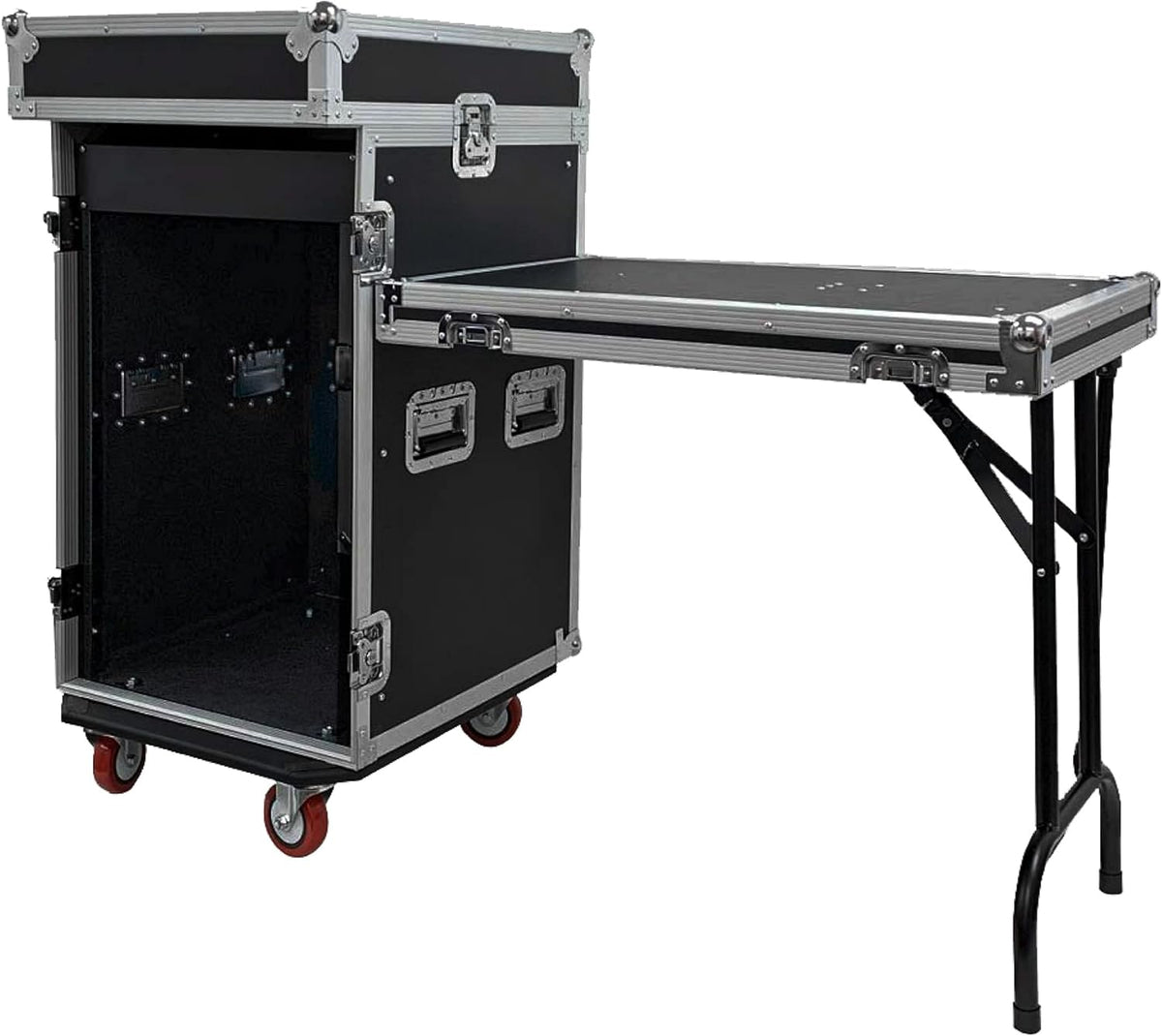 16 Space Rack Case with 10 Space Slant Mixer Top and DJ Work Table R925