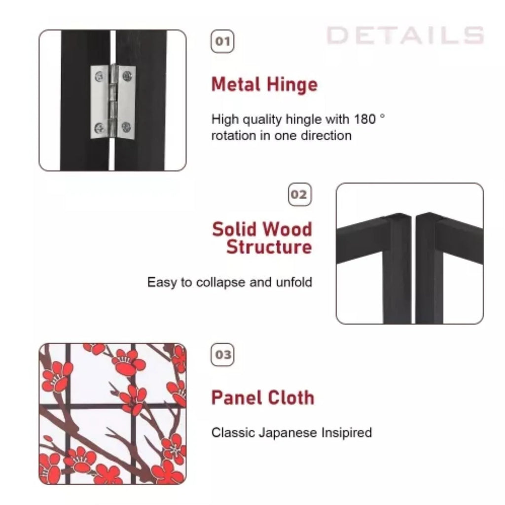 White Freestanding 4 Panel Room Divider V2336