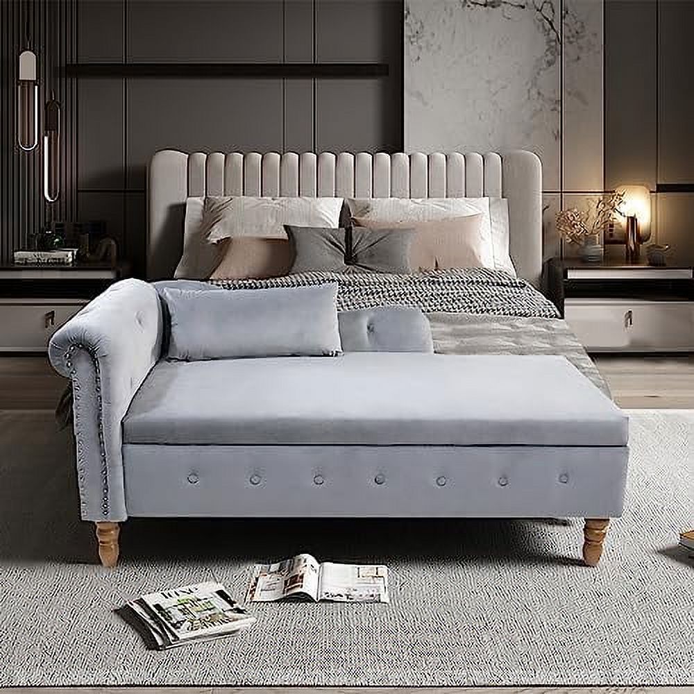 Pink Velvet Rolled Arm Chaise Lounge Bench G26511