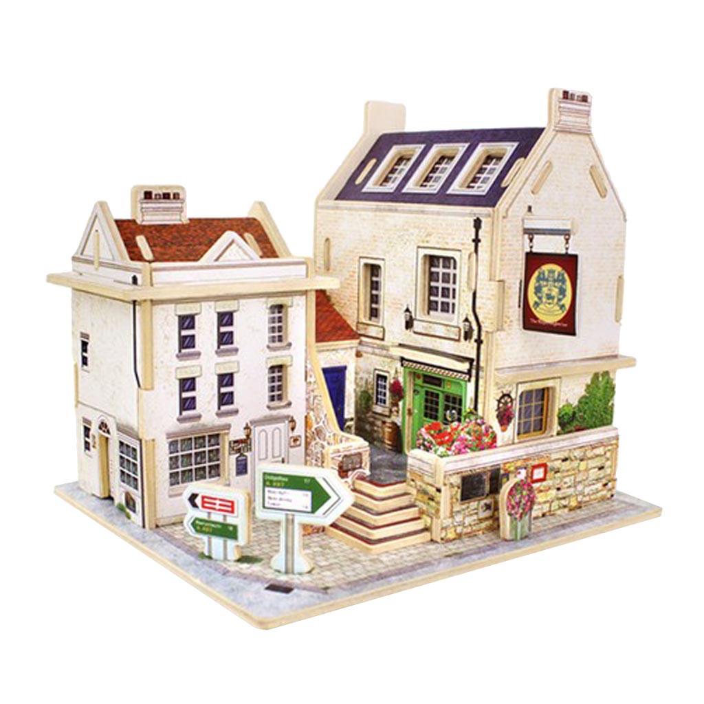 Britain Bar Pub Life Scene 3D Wooden Dollhouse Miniature With Furniture X59527