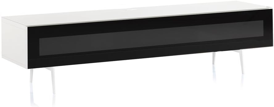 White Wood and Glass TV Stand with Metal Legs I852084