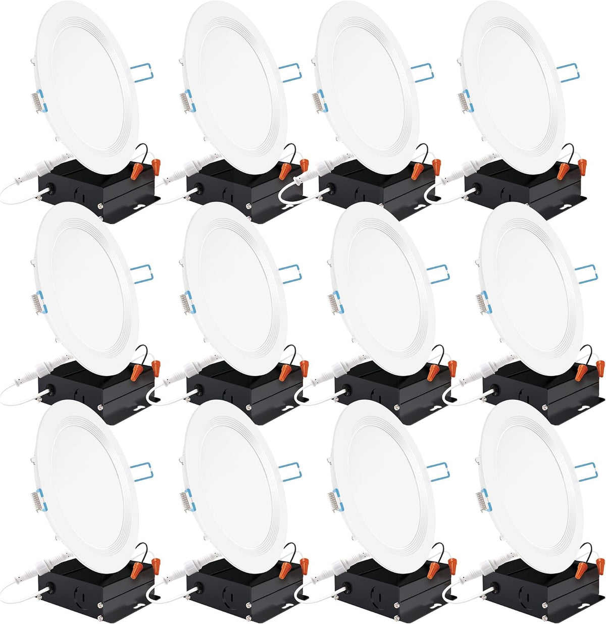 12 Pack 4 Inch Ultra Thin LED Recessed Ceiling Lights Slim, Selectable Color Temperature, Dimmable 10W=60W, 650 LM, Baffle Trim, Canless Wafer Thin with Junction Box L1965
