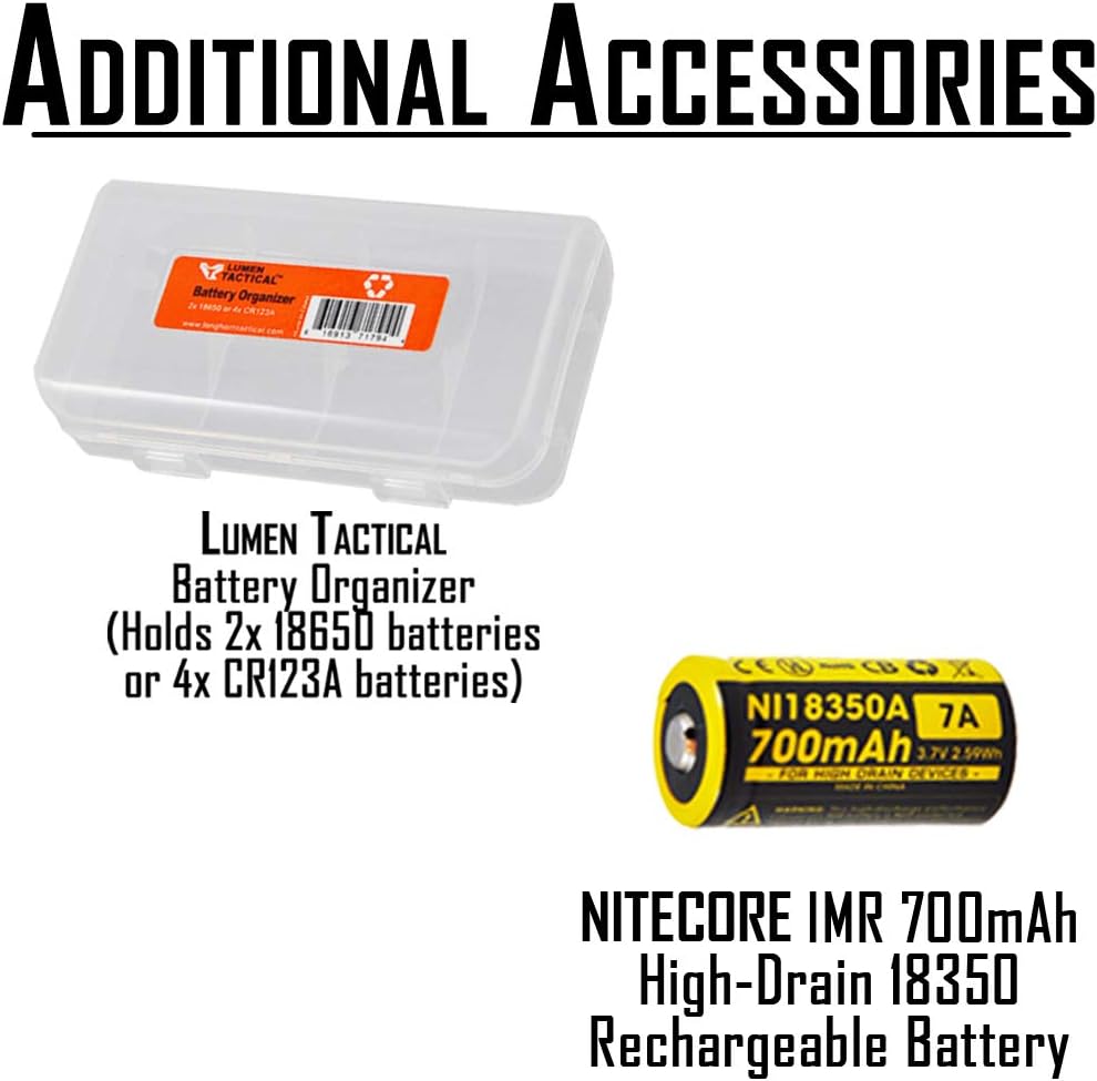 Tactical Flashlight with Red Light, Rechargeable Battery, and Battery Organizer Pack of 2 E565690