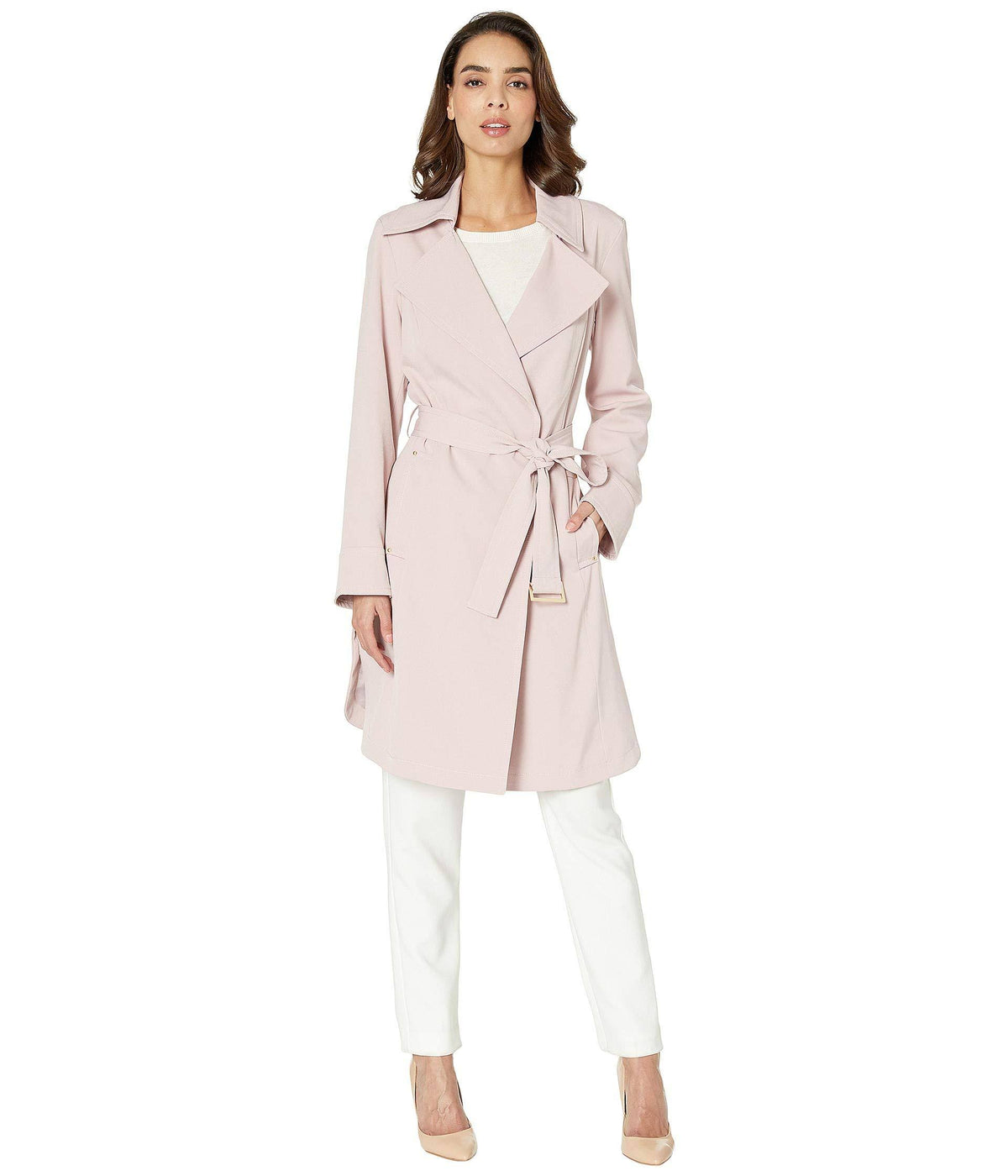 Belted Trench, Dusty Pink O722