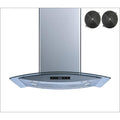 36 in. Convertible Island Mount Range Hood Stainless Steel Glass Carbon Filters S432