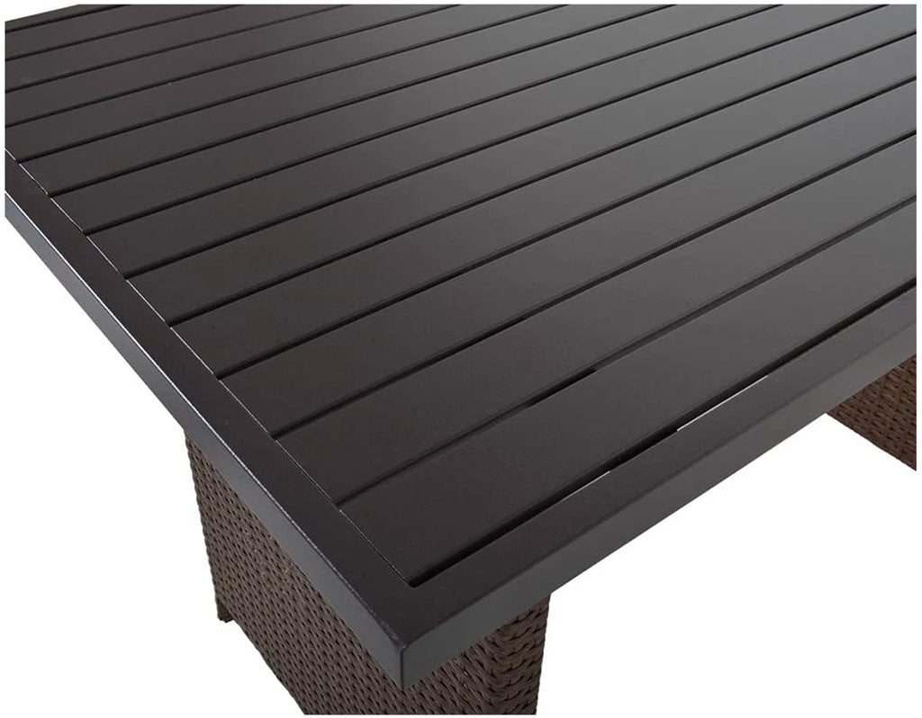 Brown Metal and PE Wicker Patio Dinner Table B525