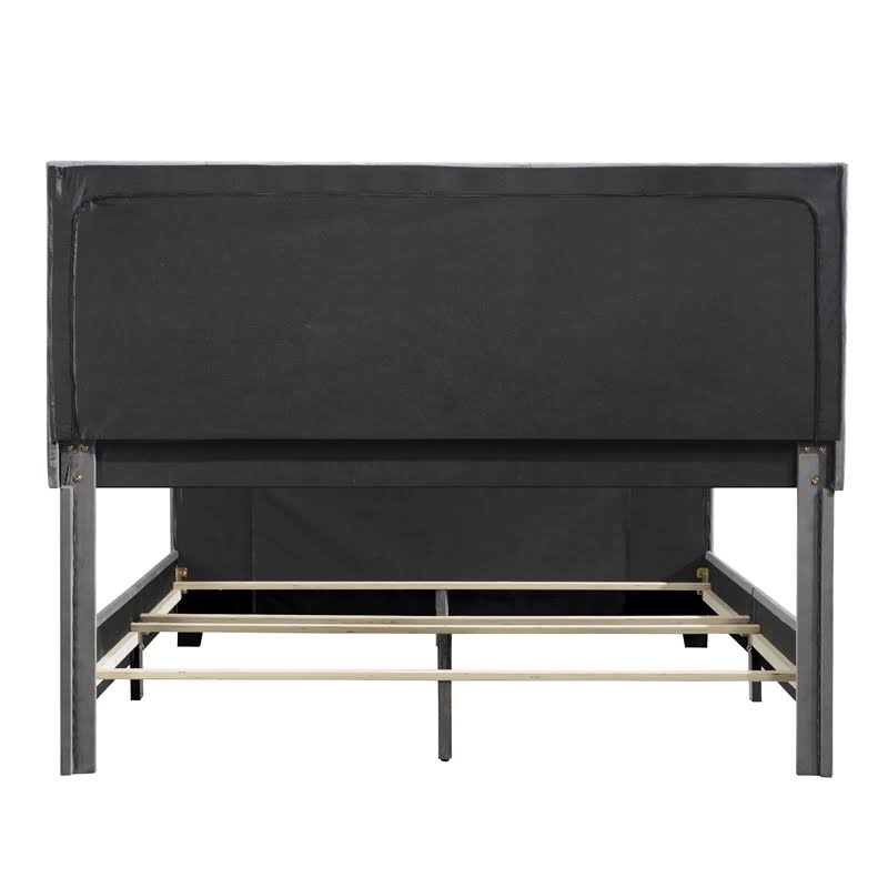 King Modern Channel Bed in Flannel Gray Velvet W56446