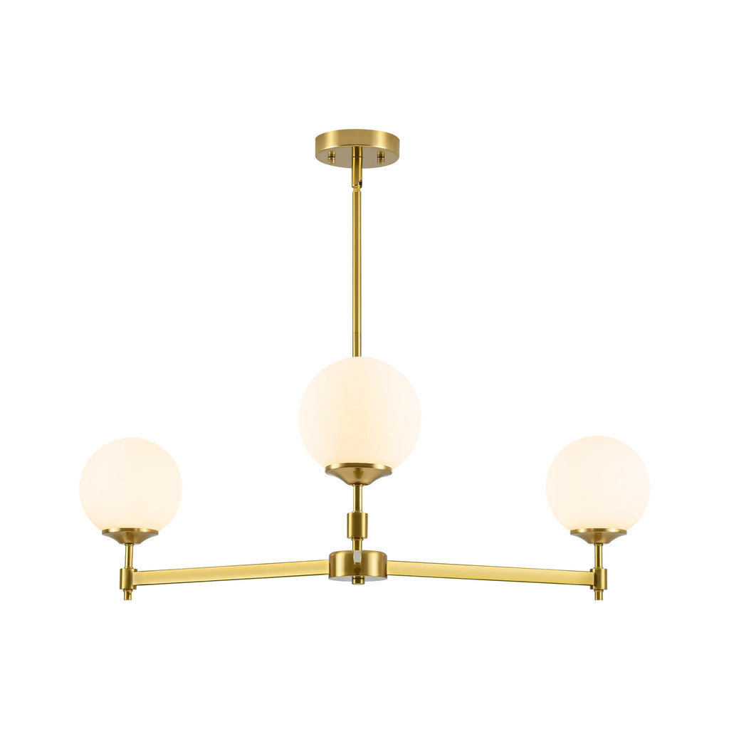 3-Light Dimmable Glass Globe Chandelier W17502
