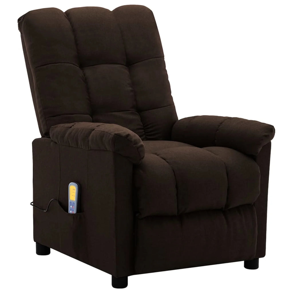 Electric Massage Reclining Chair with Adjustable Footrest and Backrest Fabric Sofa Chair Recliner Dark Brown A6018