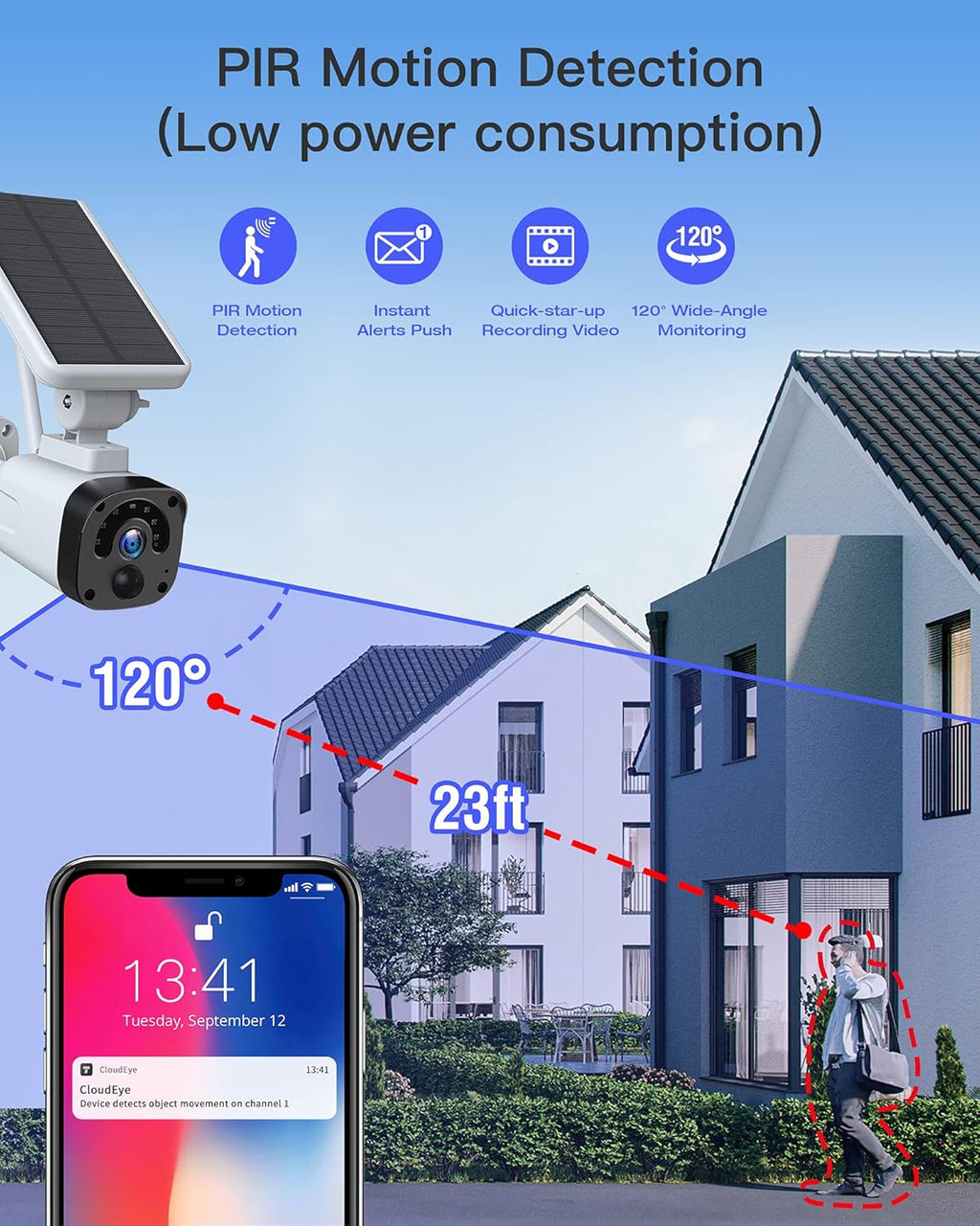 Wireless Solar Powered Security Camera with 1080P Camera and Base Station S2810