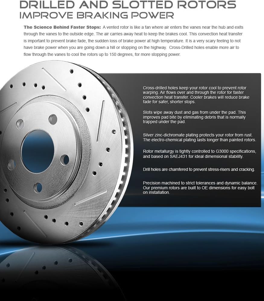 Premium D/S 6 Lug Brake Disc Rotors + Ceramic Brake Pads + Hardware O163169