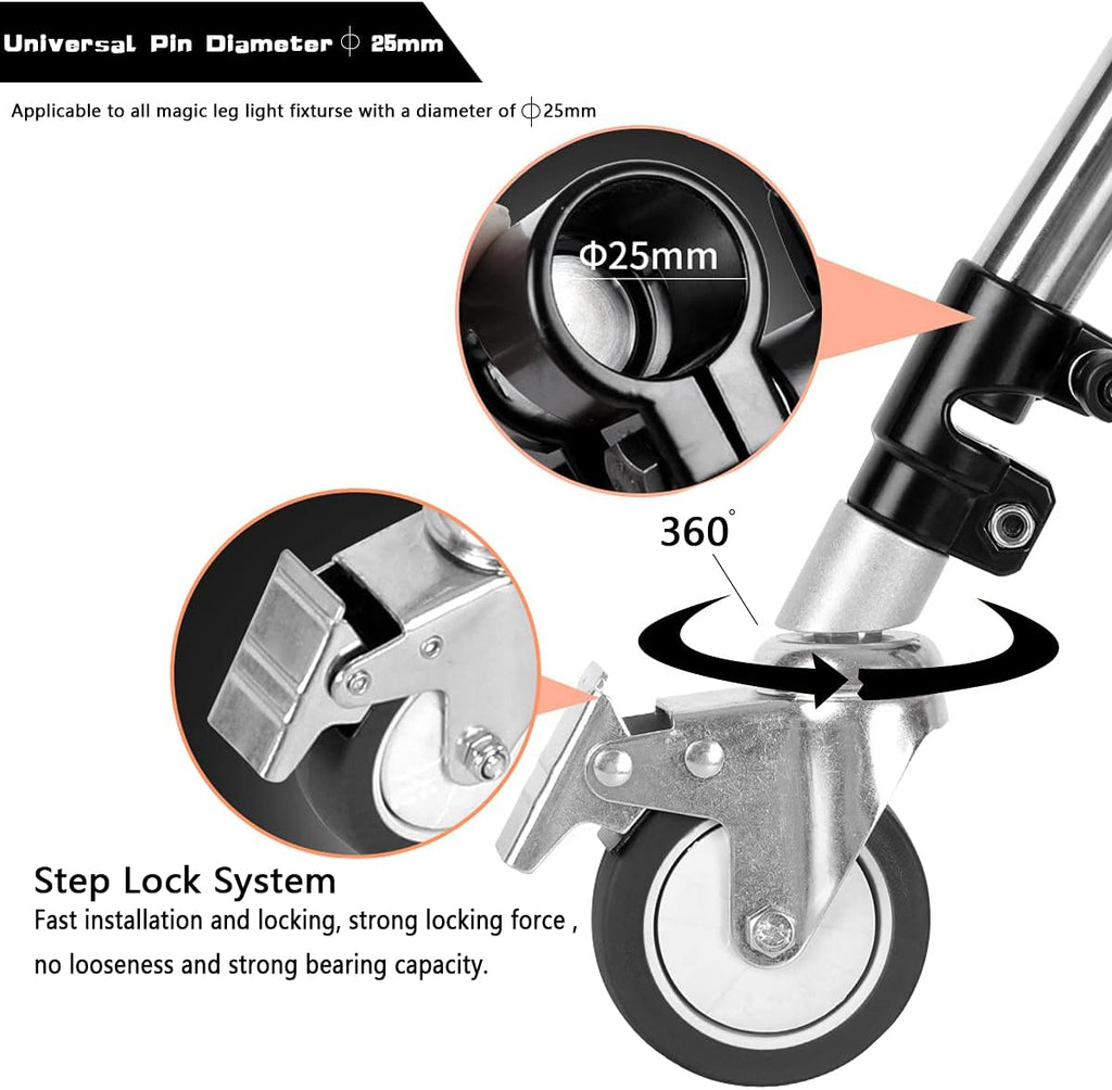 3pcs All Metal Swivel Caster Wheels Set with Brake Q35454