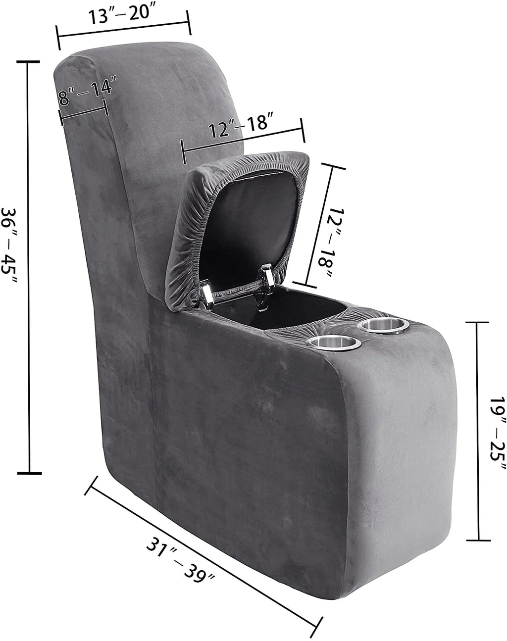 8 Pieces Velvet Reclining Love Seat Slipcover with Cup Holders L1560