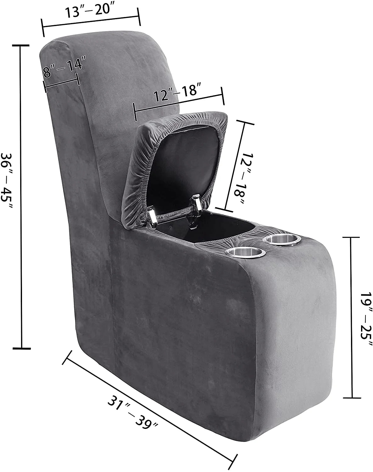 8 Pieces Velvet Reclining Love Seat Slipcover with Cup Holders L1560