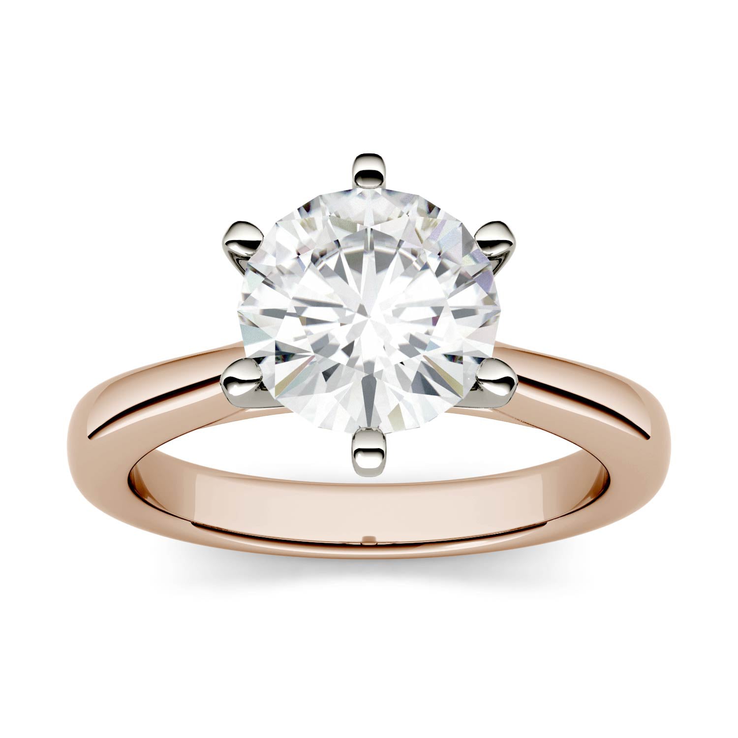 14K Rose Gold Moissanite Round Solitaire Engagement Ring 1.90 DEW K166
