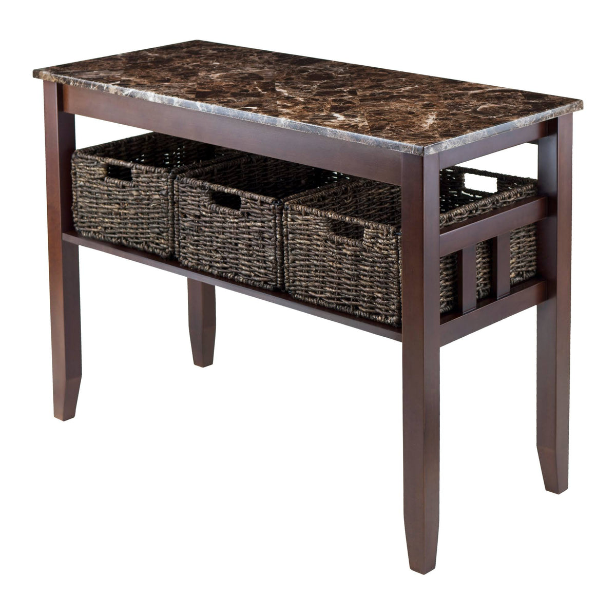 Faux Marble Console Table with 3 Baskets R294
