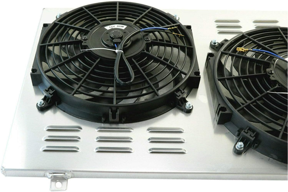 Aluminum Radiator Shroud with 2 x 12 inch Fan for 1982-1992 Camaro Firebird 5.0L 5.7L V8 W938