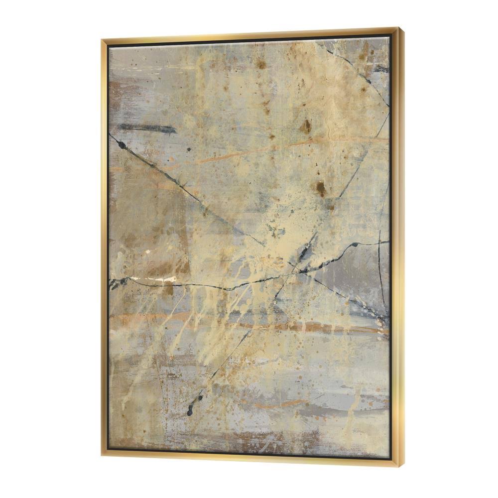 Geometric Cream Block Framed Canvas, 16 inch x 32 inch B763