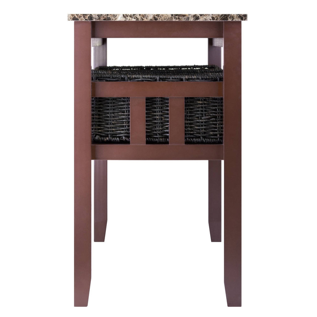Faux Marble Console Table with 3 Baskets R294