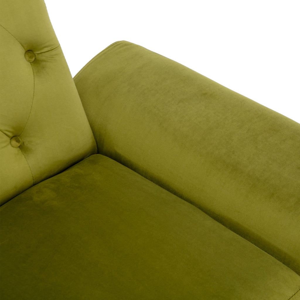 Olive Green Velvet Tufted Accent Chair with Ottoman J926168