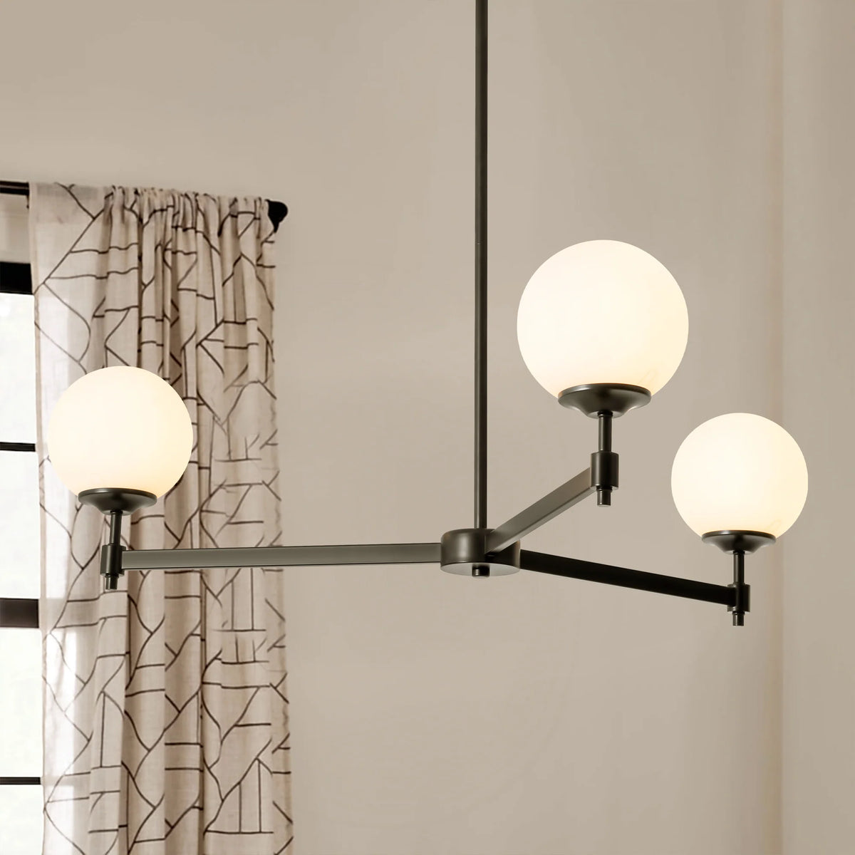 3-Light Dimmable Glass Globe Chandelier W17502