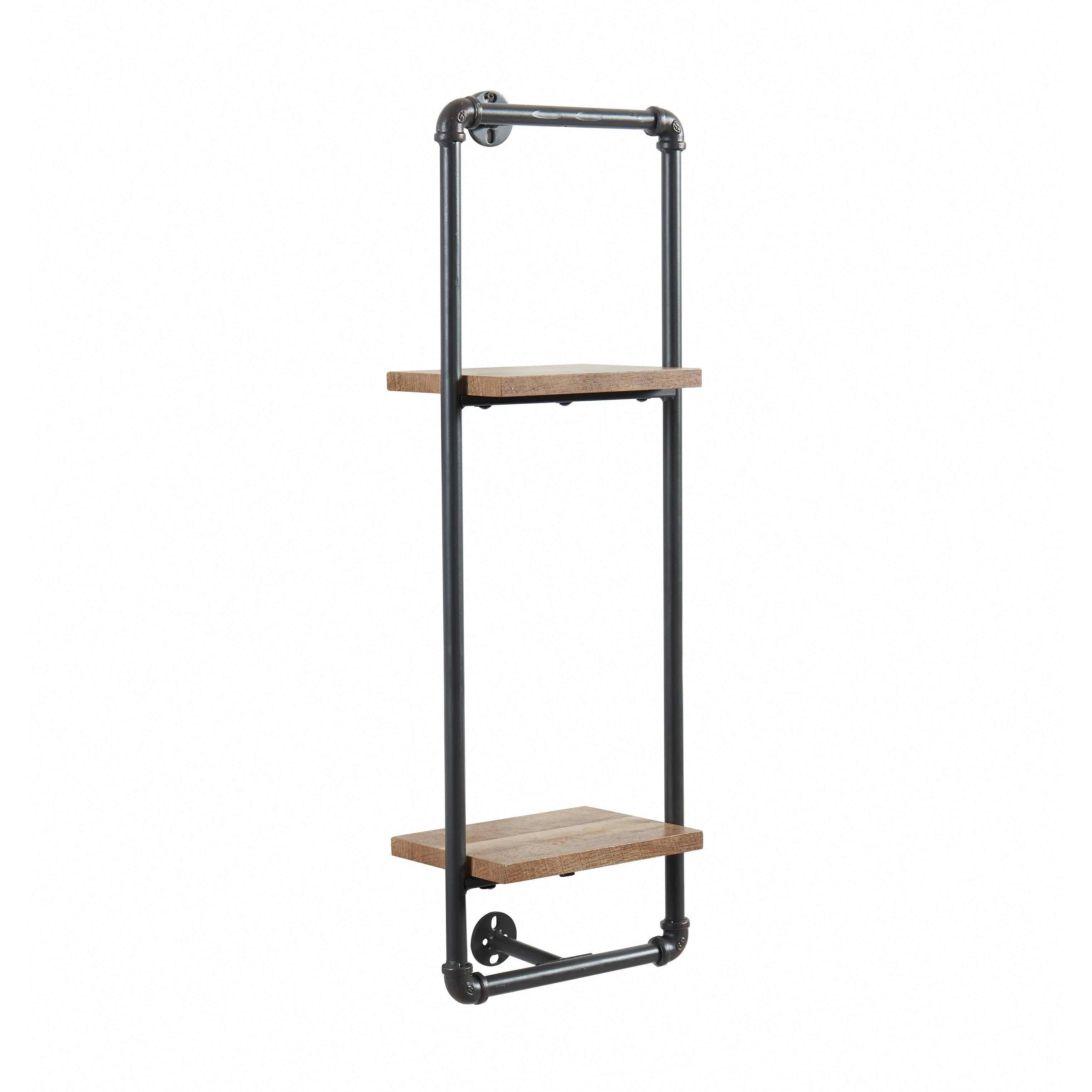 Sand Black 5-Piece Industrial Pipe Wall Shelf Set M99564
