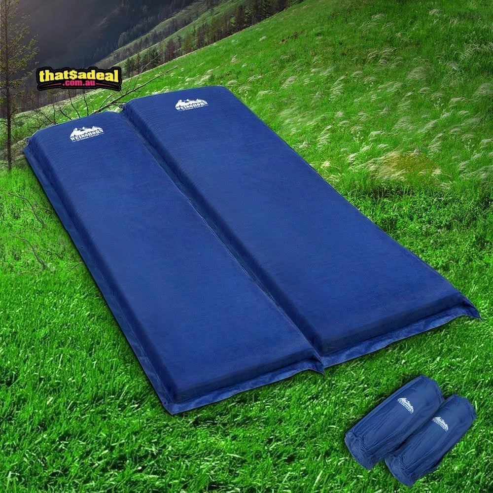 Self Inflating Camping Sleeping Mat Double Navy 10cm Thick Q86407