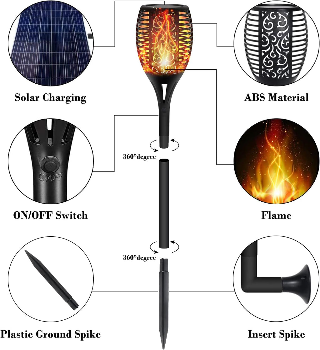 6 Pack Solar Powered LED Torch Lights Z372089