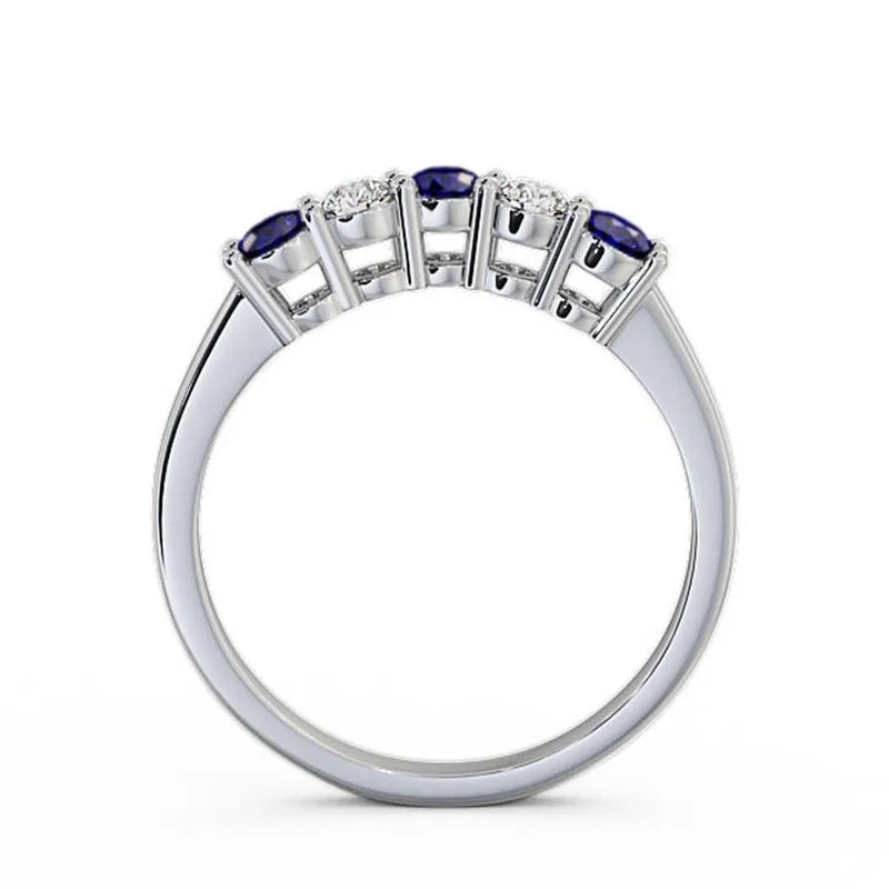 14K White Gold Blue Sapphire Diamond Eternity Band X359545